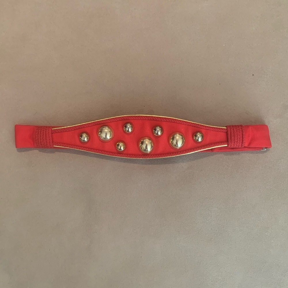 1980’s Vintage Carolyn Tanner Red Belt with Gold Accents